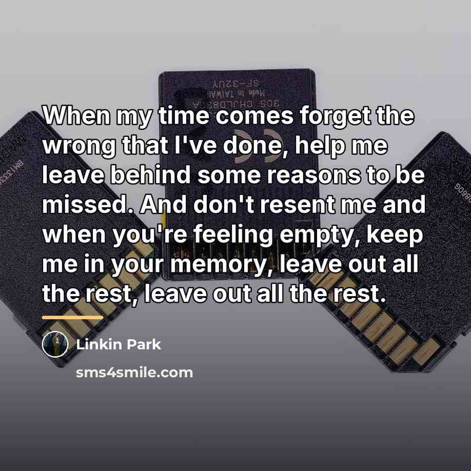 “When my time comes forget the wrong that I've done,…” quote by Linkin Park