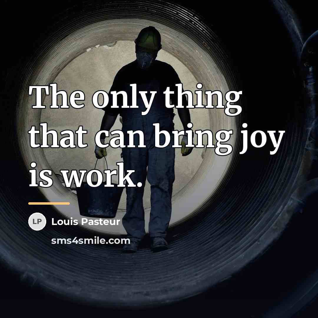“The only thing that can bring joy is work.…” quote by Louis Pasteur