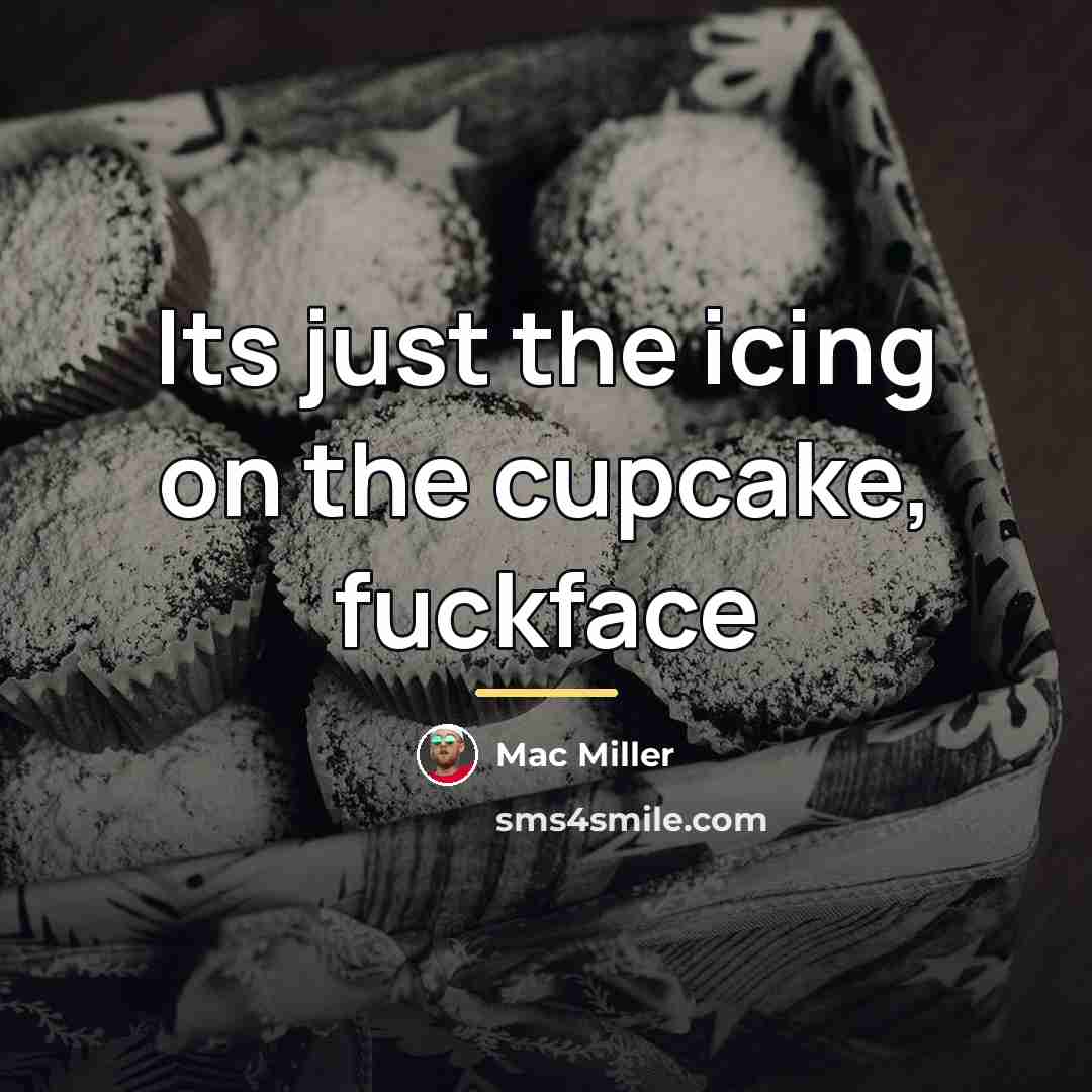 “Its just the icing on the cupcake, fuckface…” quote by Mac Miller
