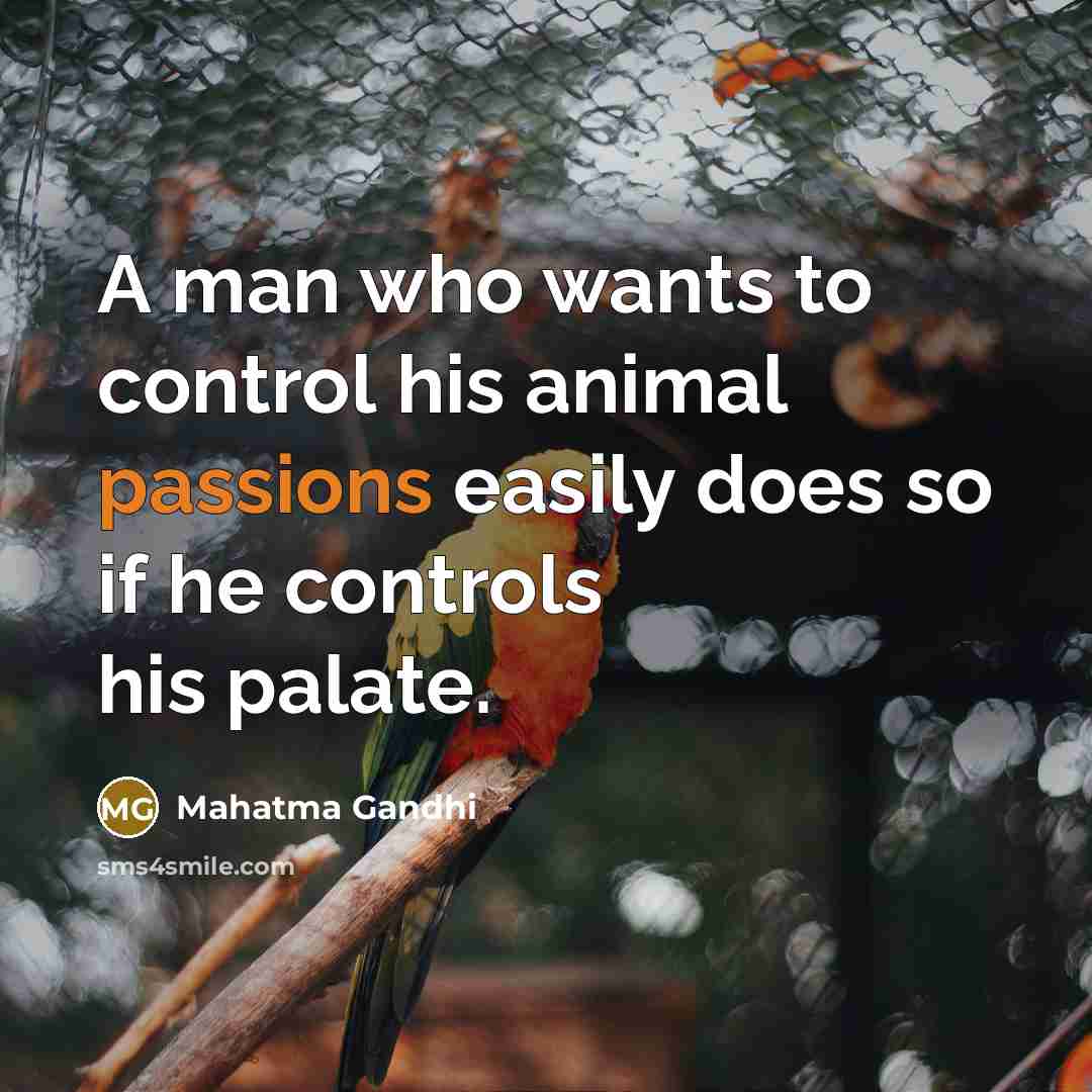 “A man who wants to control his animal passions easily…” quote by Mahatma Gandhi