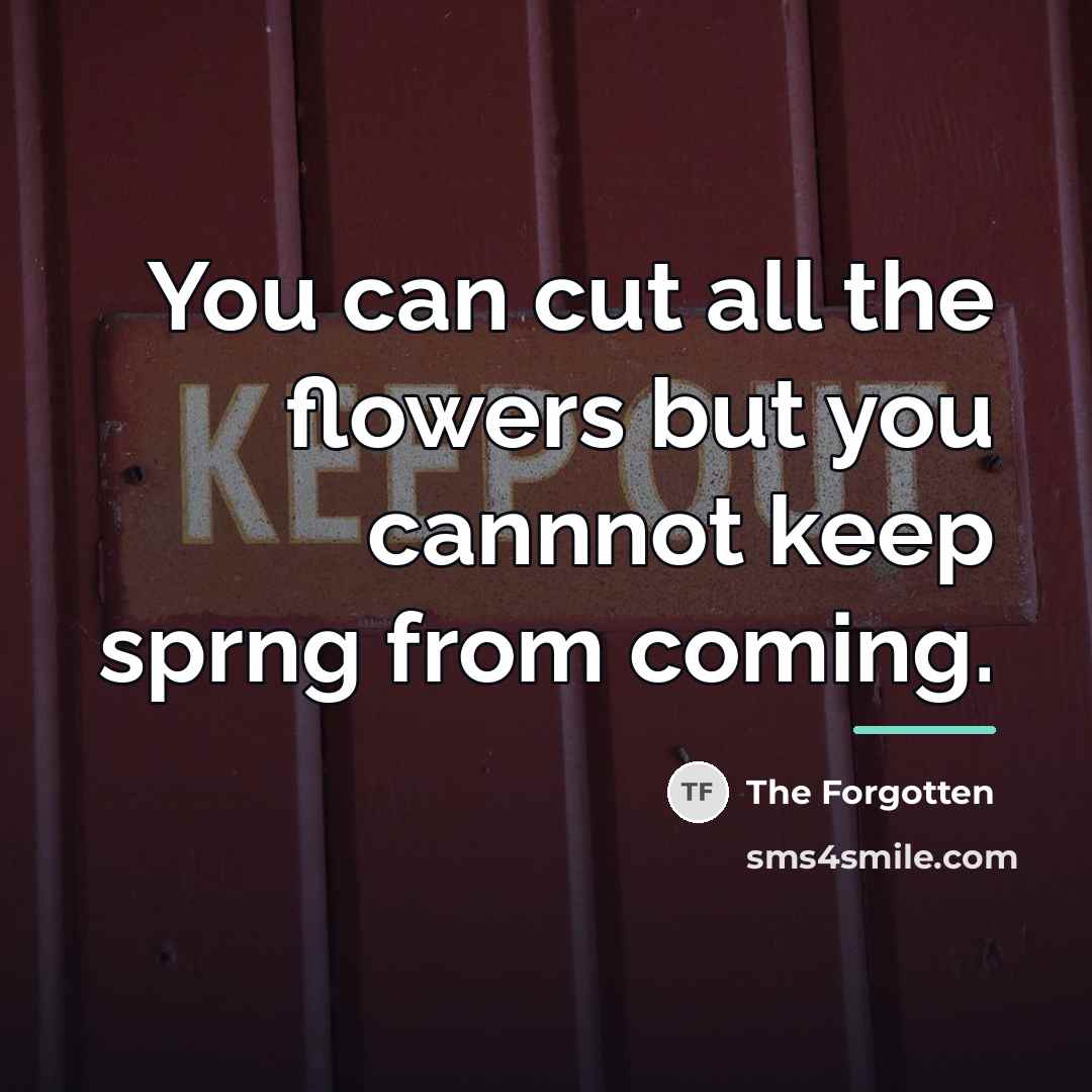 “You can cut all the flowers but you cannnot keep…” quote by The Forgotten