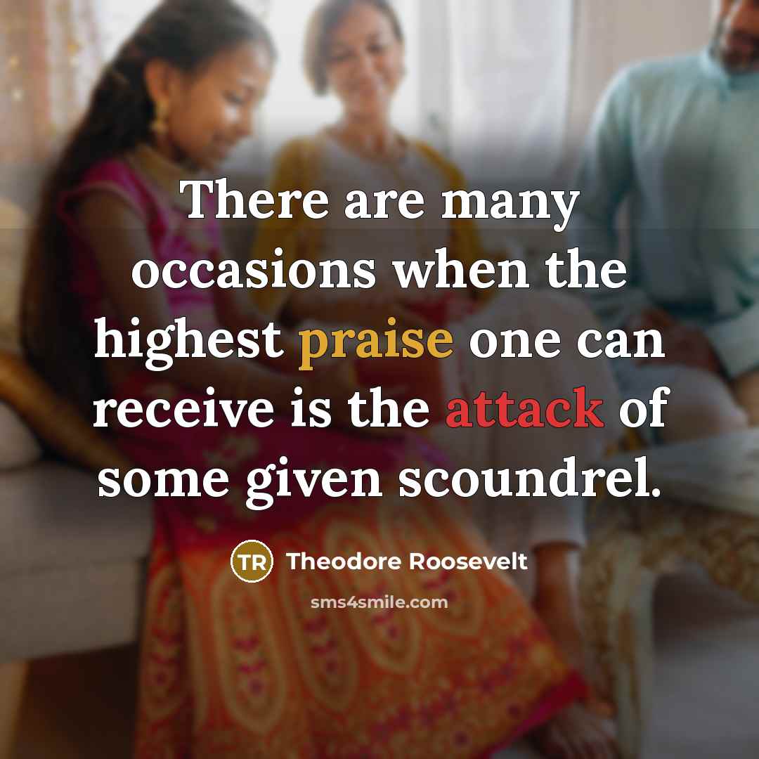“There are many occasions when the highest praise one can…” quote by Theodore Roosevelt