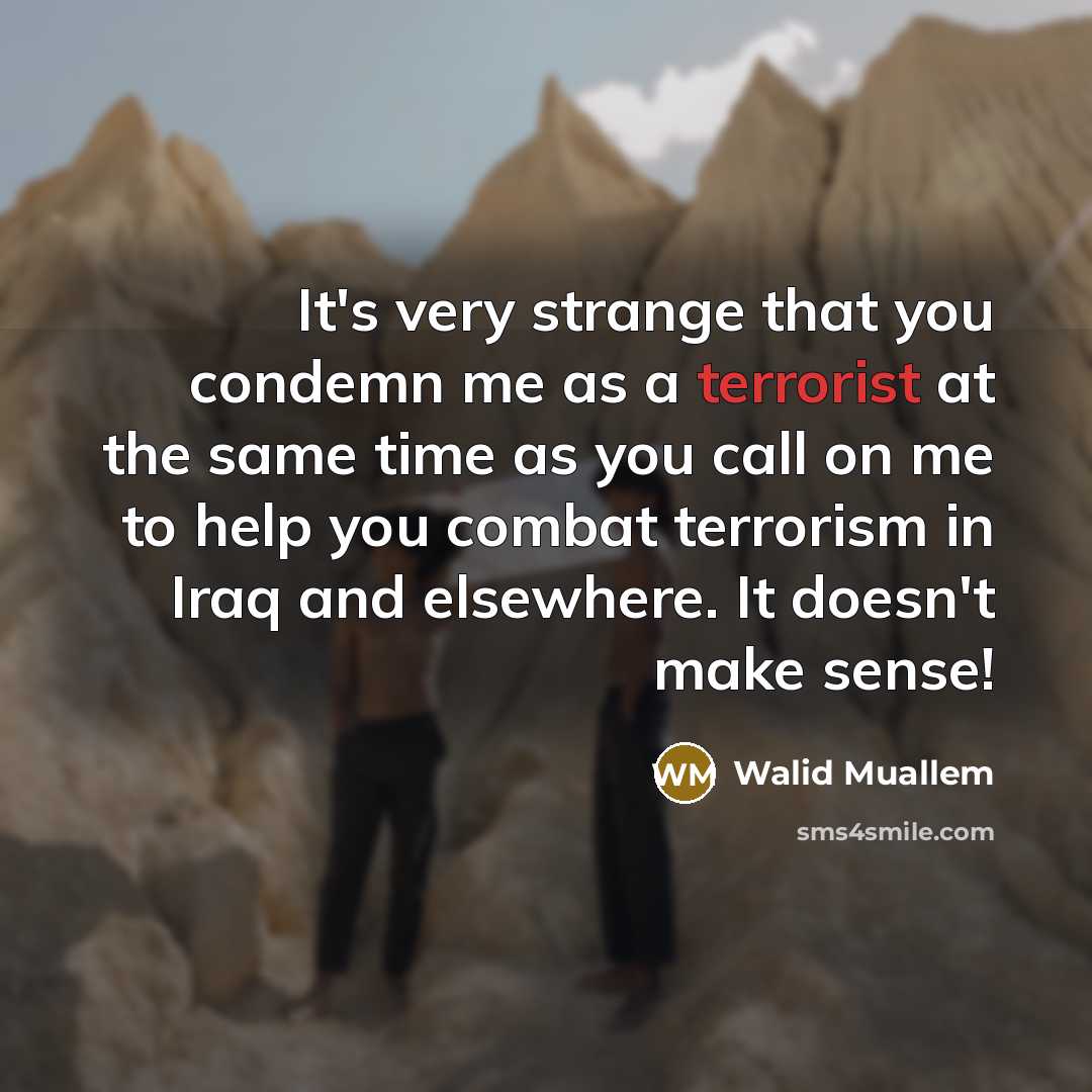 “It's very strange that you condemn me as a terrorist…” quote by Walid Muallem