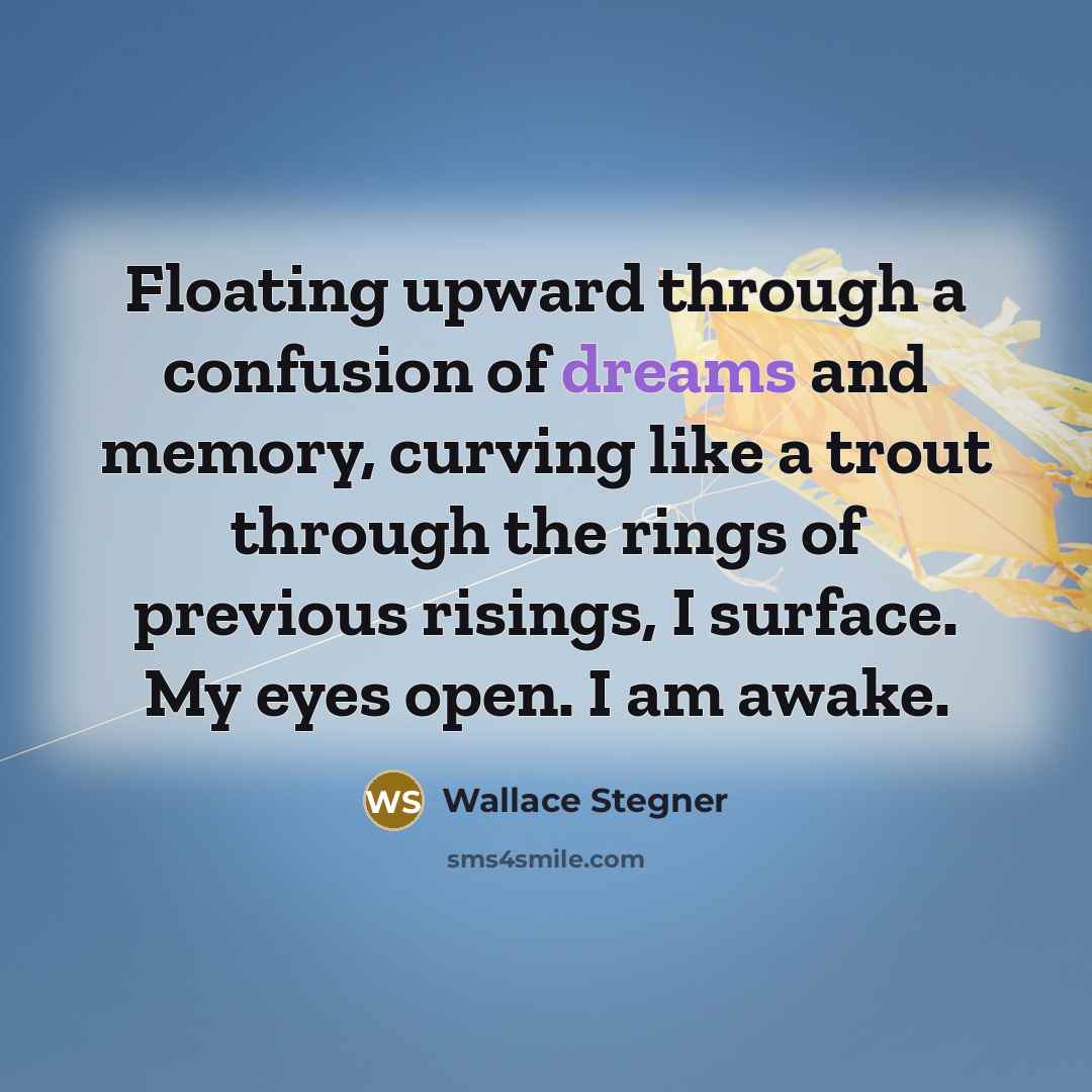 “Floating upward through a confusion of dreams and memory, curving…” quote by Wallace Stegner