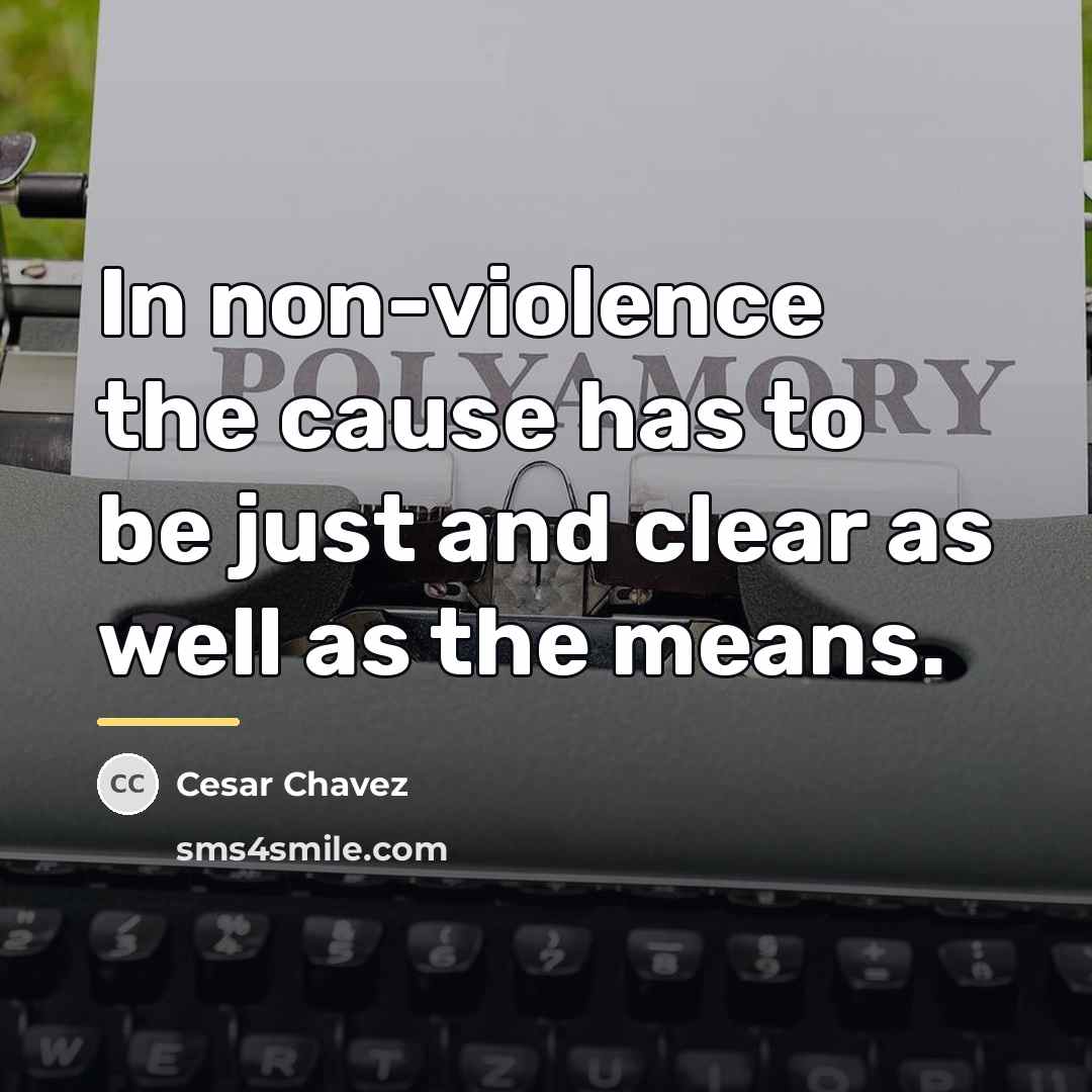 “In non-violence the cause has to be just and clear…” quote by Cesar Chavez