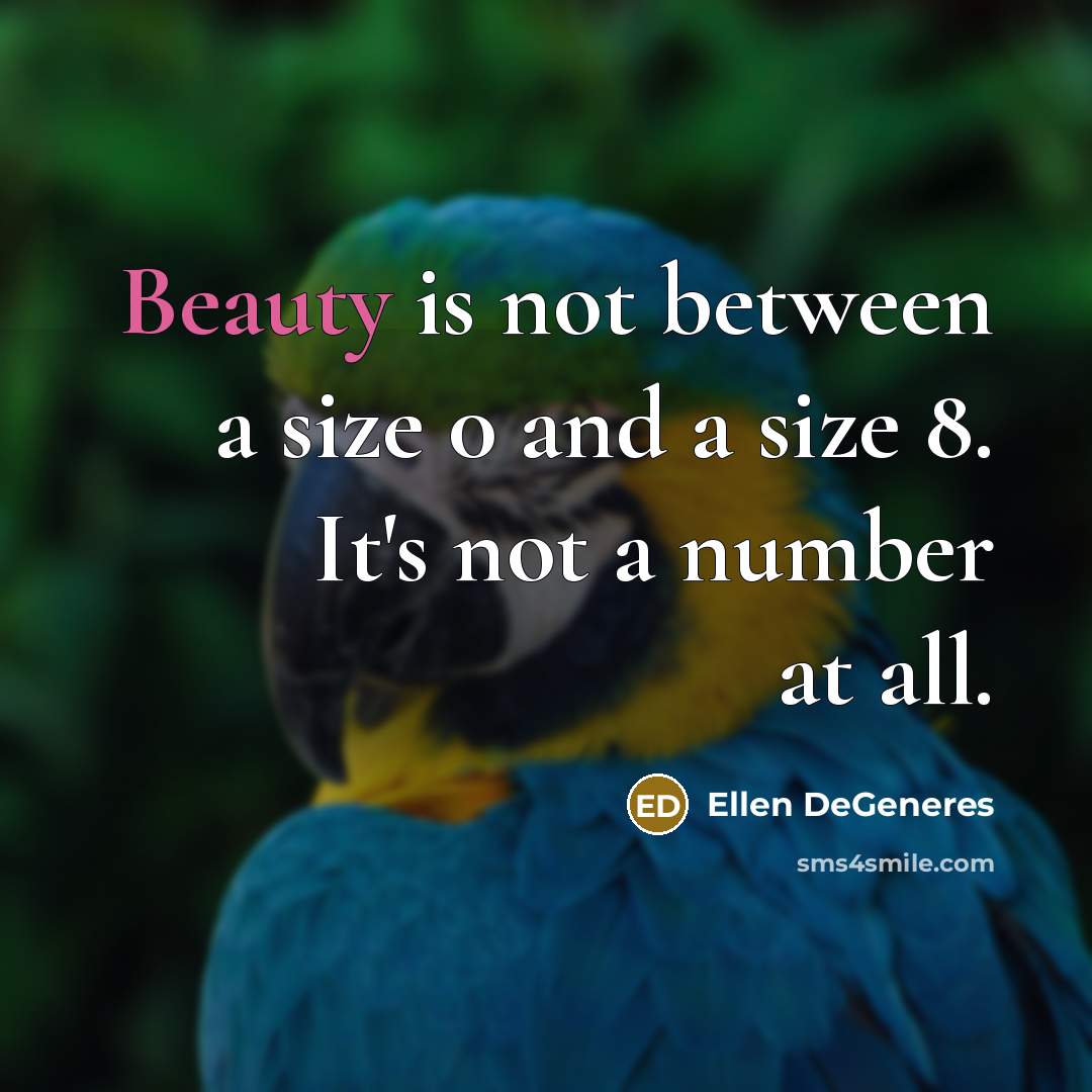 “Beauty is not between a size 0 and a size…” quote by Ellen DeGeneres