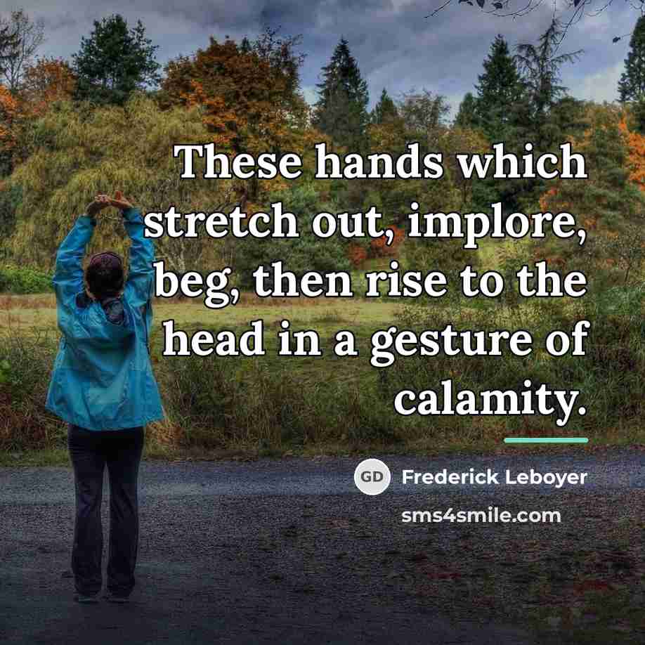 “These hands which stretch out, implore, beg, then rise to…” quote by Frederick Leboyer