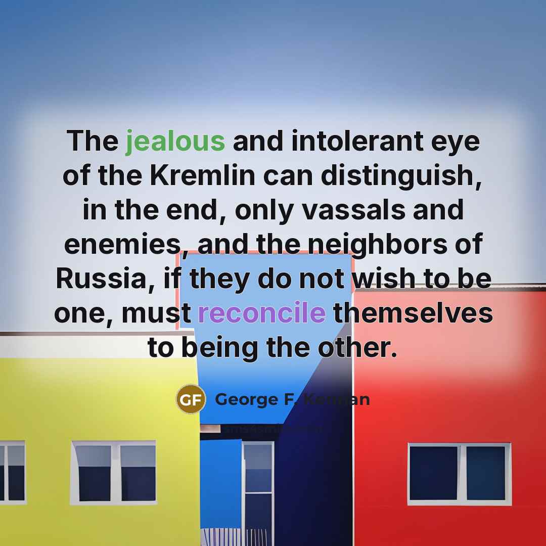 “The jealous and intolerant eye of the Kremlin can distinguish,…” quote by George F. Kennan