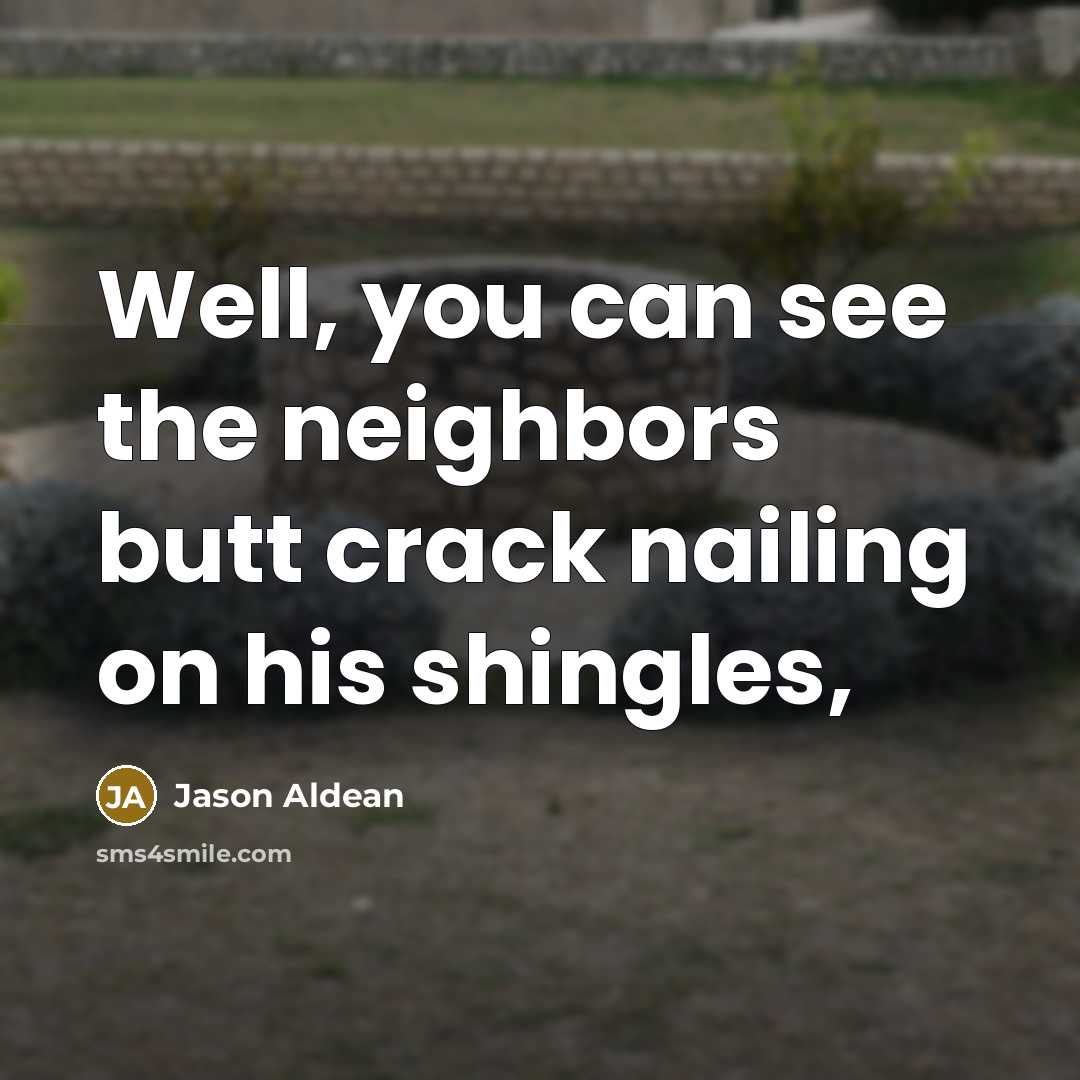 “Well, you can see the neighbors butt crack nailing on his shingles,” quote by Jason Aldean