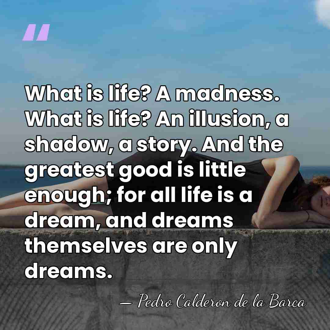What is life? A madness. What is life? An illusion, a shadow,&hellip; - Pedro Calderon de la Barca