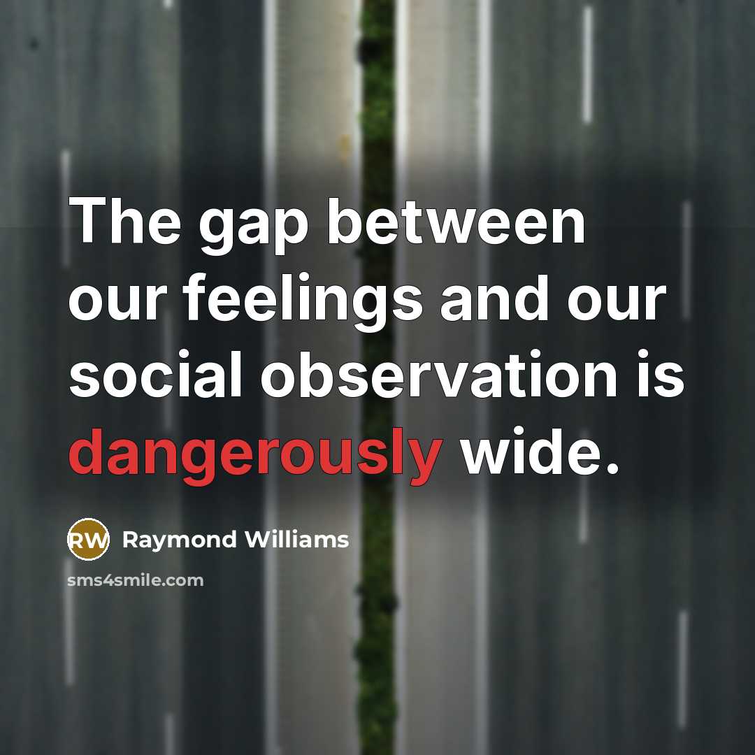 “The gap between our feelings and our social observation is…” quote by Raymond Williams