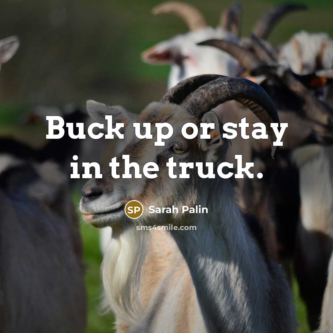 “Buck up or stay in the truck.” quote by Sarah Palin
