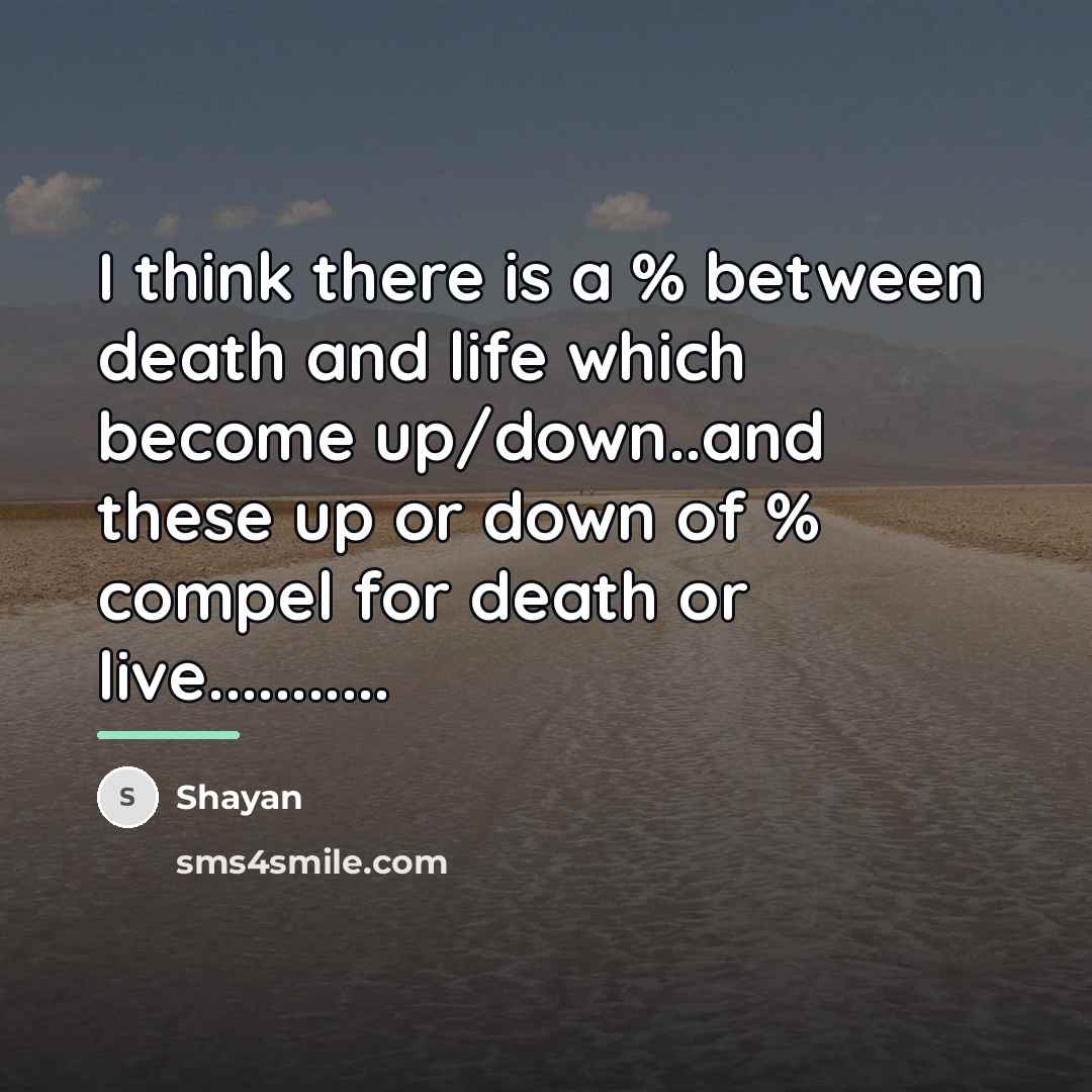 “I think there is a % between death and life…” quote by Shayan