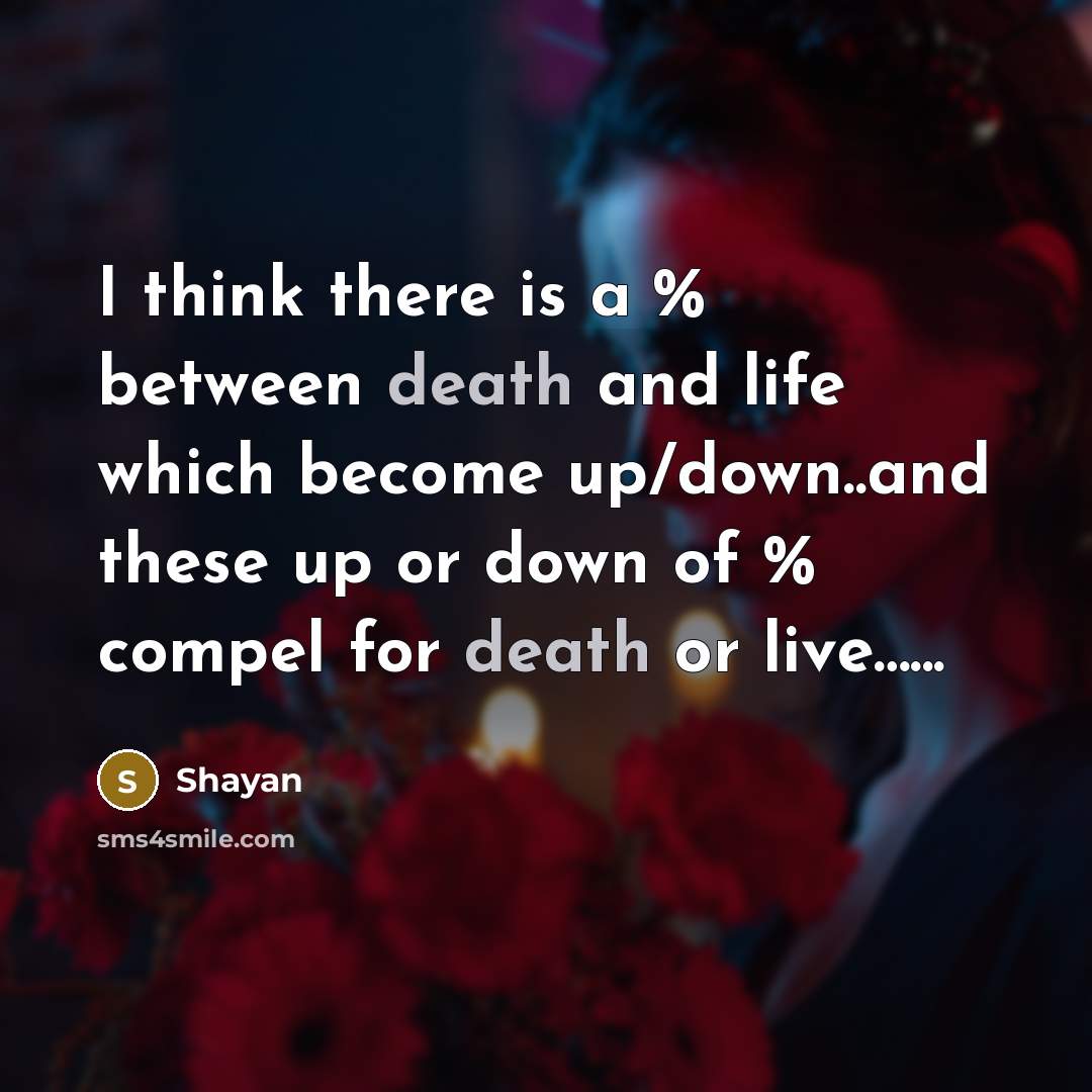 “I think there is a % between death and life which become up/down..and these up or down of % compel for death or live…...” quote by Shayan