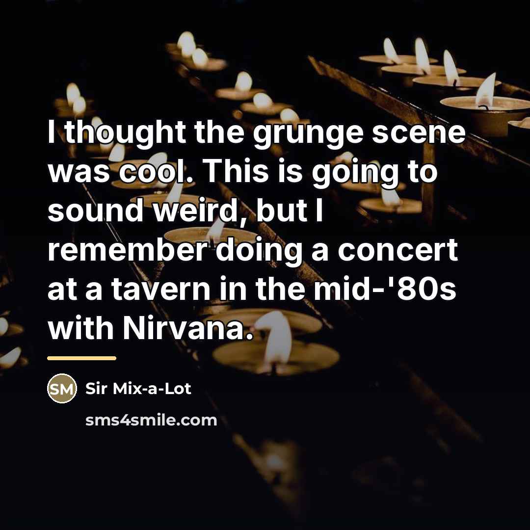 “I thought the grunge scene was cool. This is going…” quote by Sir Mix-a-Lot
