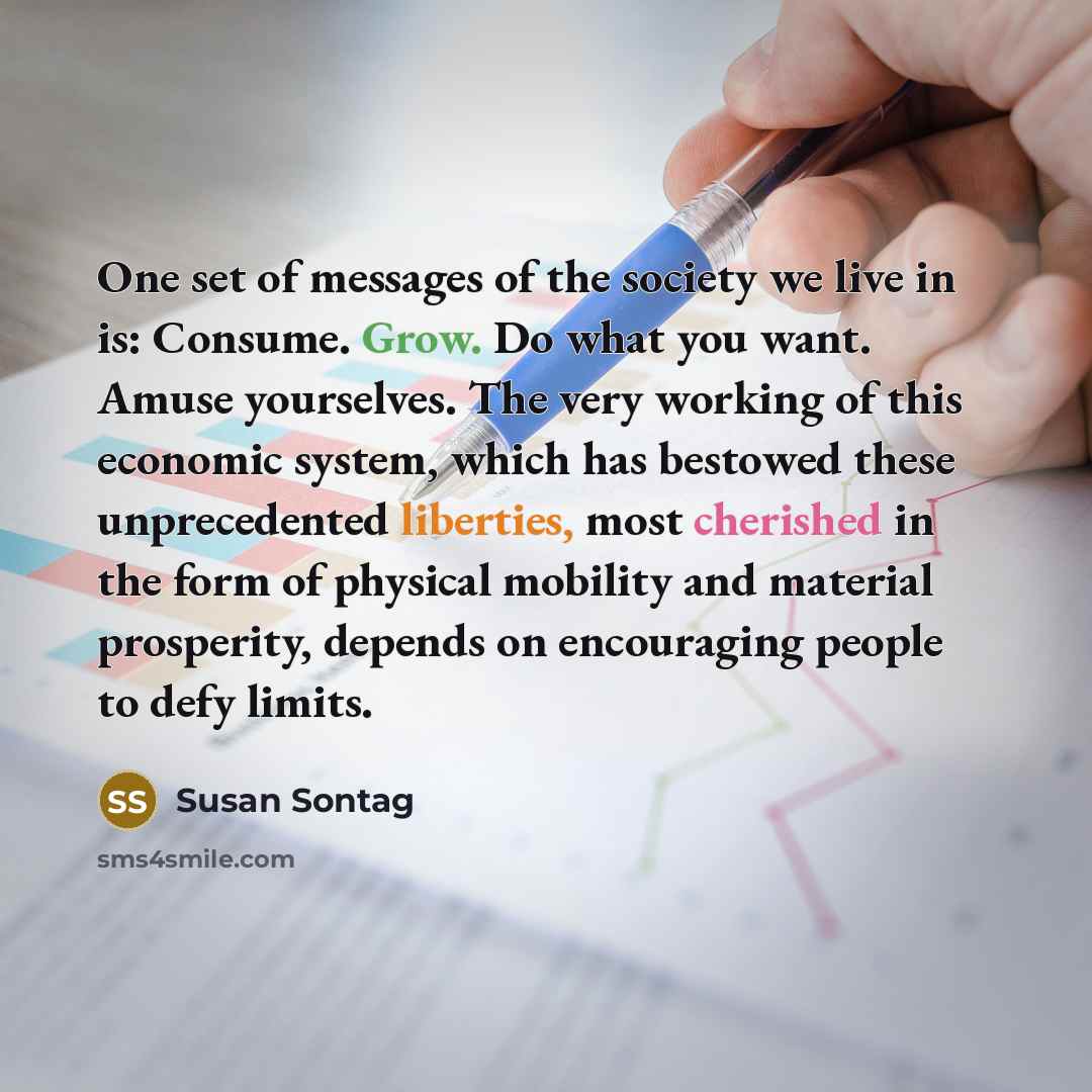 “One set of messages of the society we live in…” quote by Susan Sontag