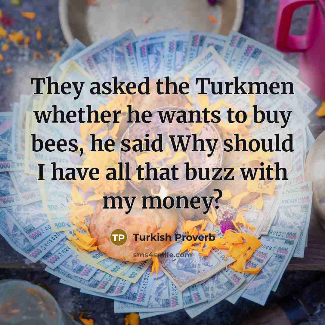 “They asked the Turkmen whether he wants to buy bees,…” quote by Turkish Proverb