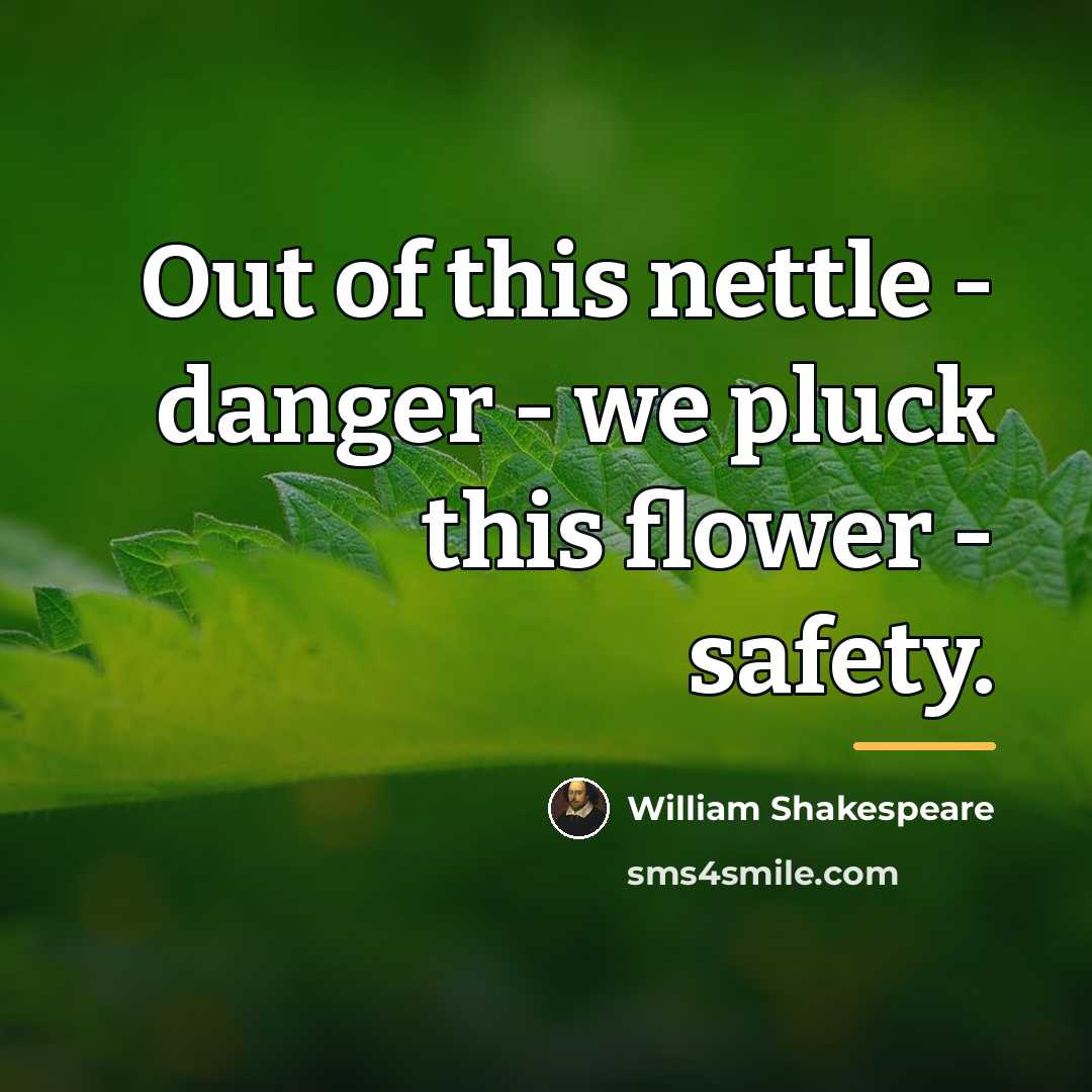 “Out of this nettle - danger - we pluck this…” quote by William Shakespeare