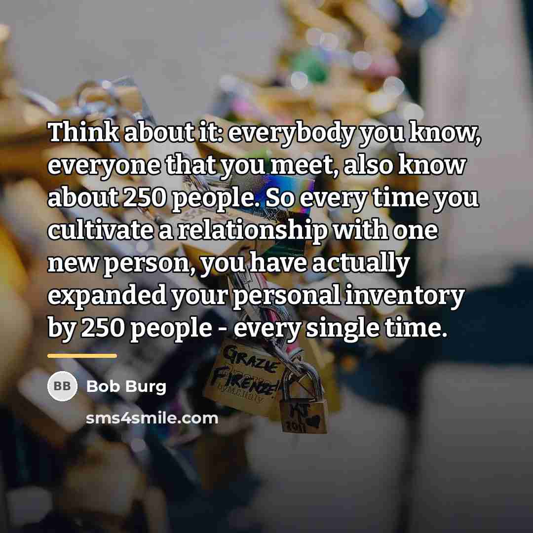“Think about it: everybody you know, everyone that you meet,…” quote by Bob Burg