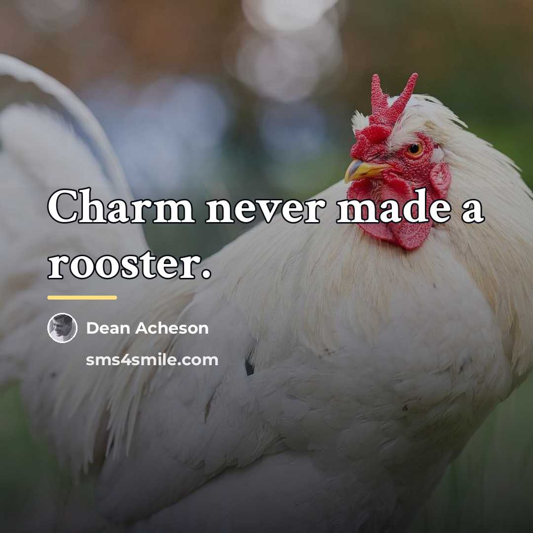 “Charm never made a rooster.…” quote by Dean Acheson
