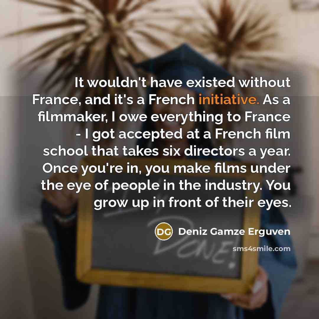 “It wouldn't have existed without France, and it's a French…” quote by Deniz Gamze Erguven