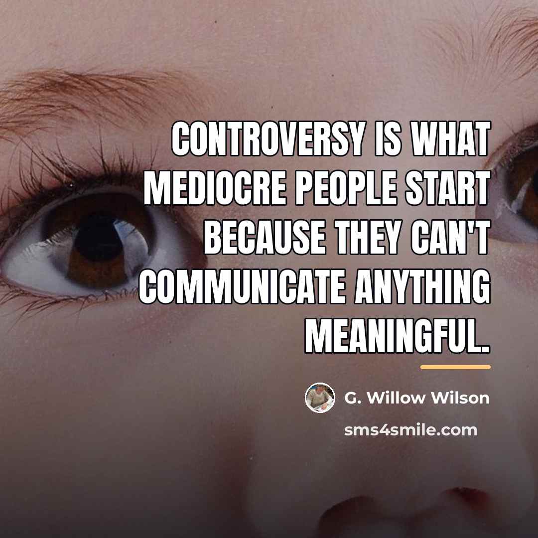 “Controversy is what mediocre people start because they can't communicate…” quote by G. Willow Wilson