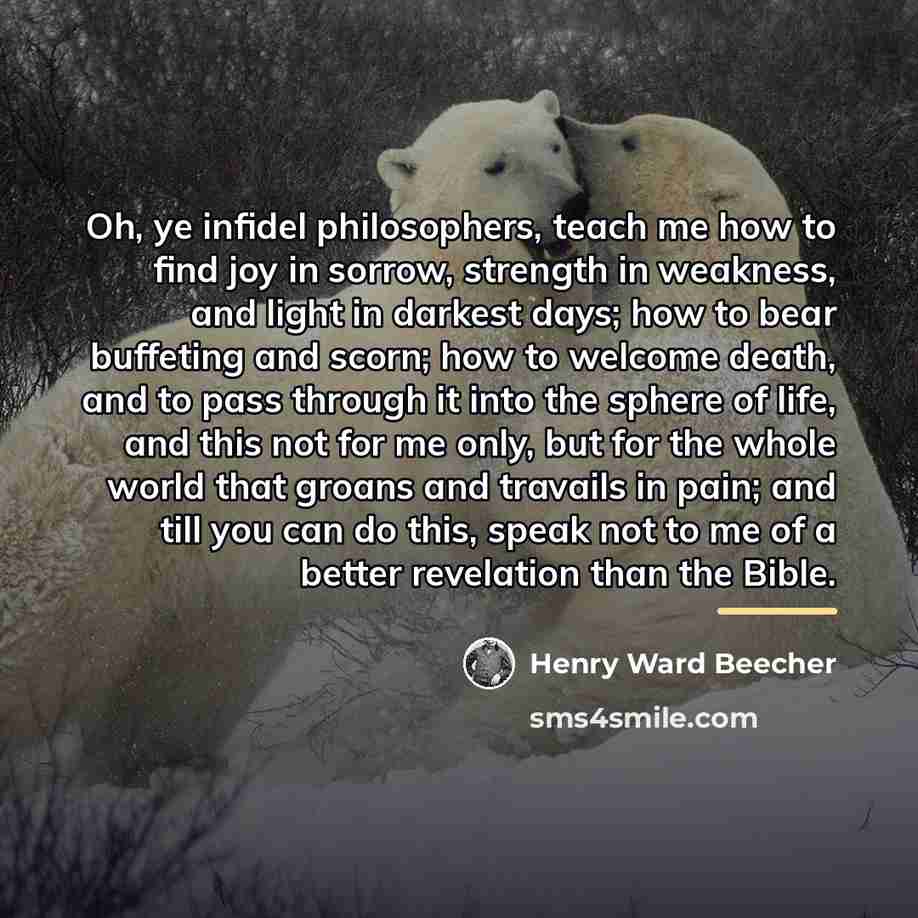 “Oh, ye infidel philosophers, teach me how to find joy…” quote by Henry Ward Beecher