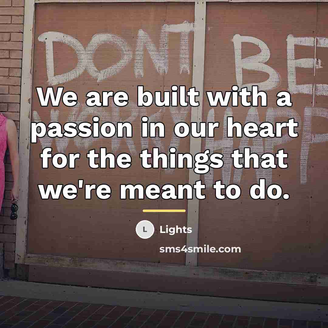 “We are built with a passion in our heart for…” quote by Lights