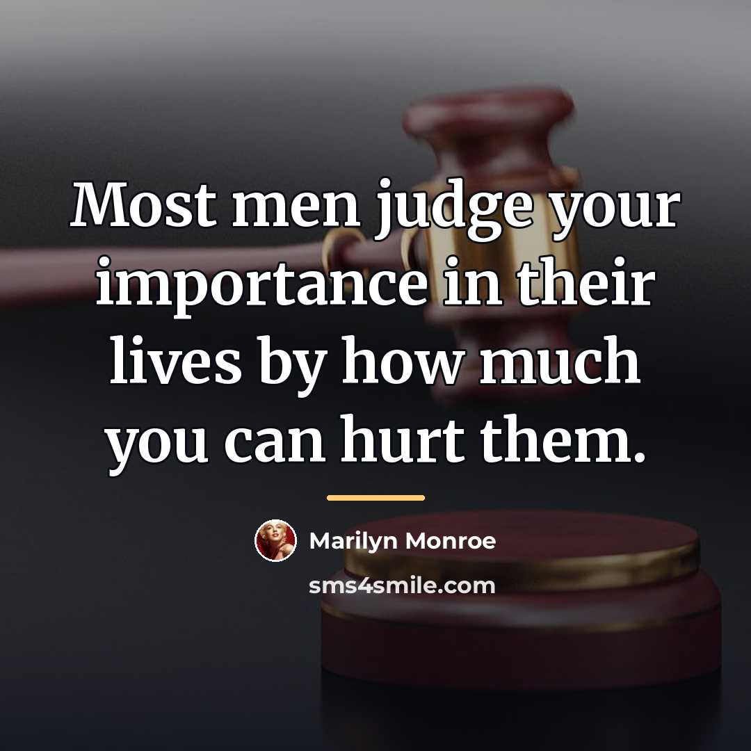 “Most men judge your importance in their lives by how…” quote by Marilyn Monroe