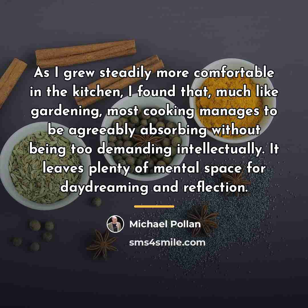 “As I grew steadily more comfortable in the kitchen, I…” quote by Michael Pollan
