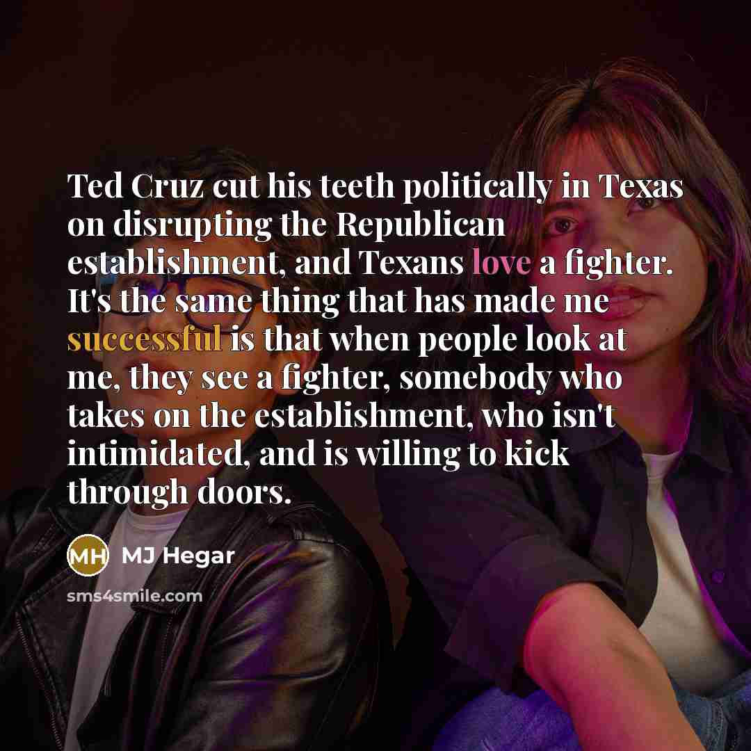 “Ted Cruz cut his teeth politically in Texas on disrupting…” quote by MJ Hegar