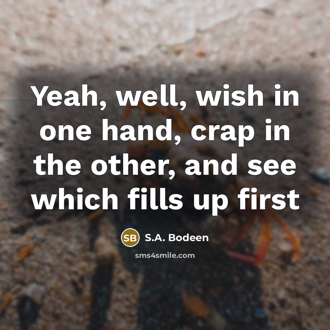 “Yeah, well, wish in one hand, crap in the other,…” quote by S.A. Bodeen