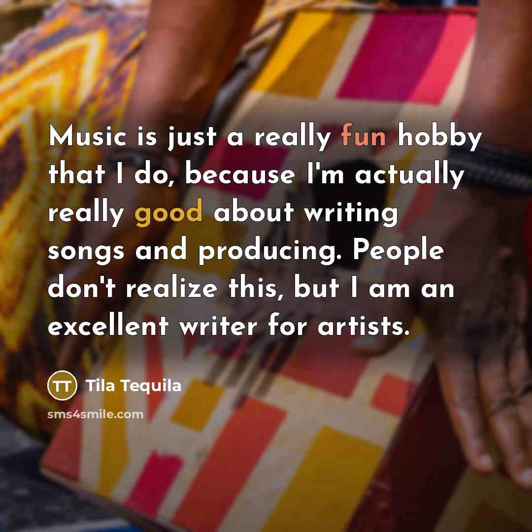 “Music is just a really fun hobby that I do,…” quote by Tila Tequila