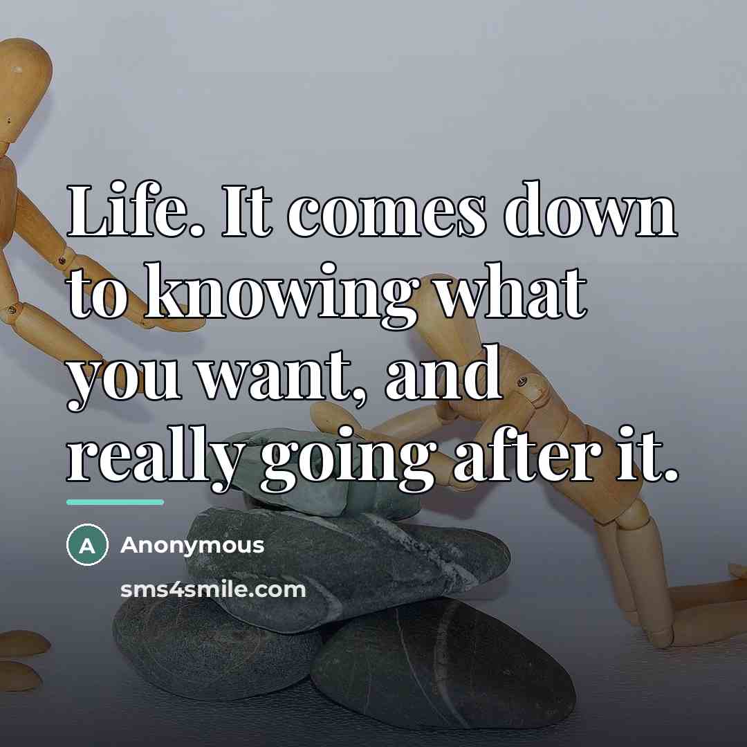 “Life. It comes down to knowing what you want, and…” quote by Anonymous