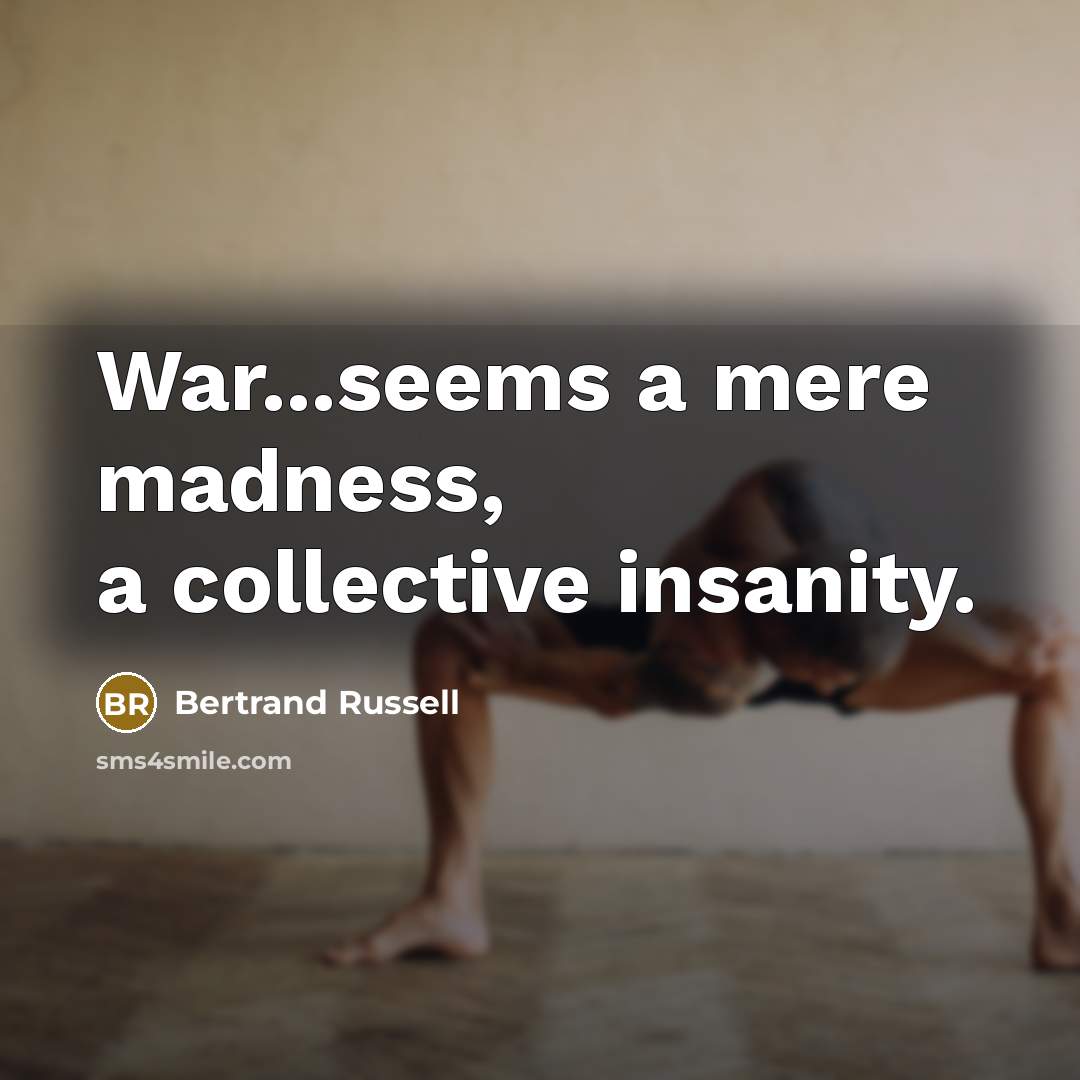 “War...seems a mere madness, a collective insanity.…” quote by Bertrand Russell