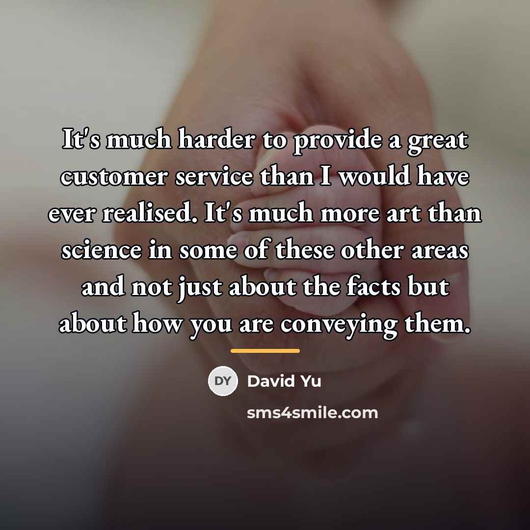 “It's much harder to provide a great customer service than…” quote by David Yu