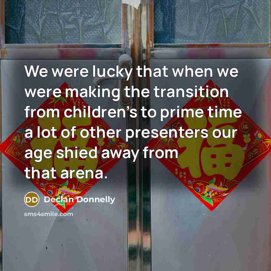 “We were lucky that when we were making the transition…” quote by Declan Donnelly