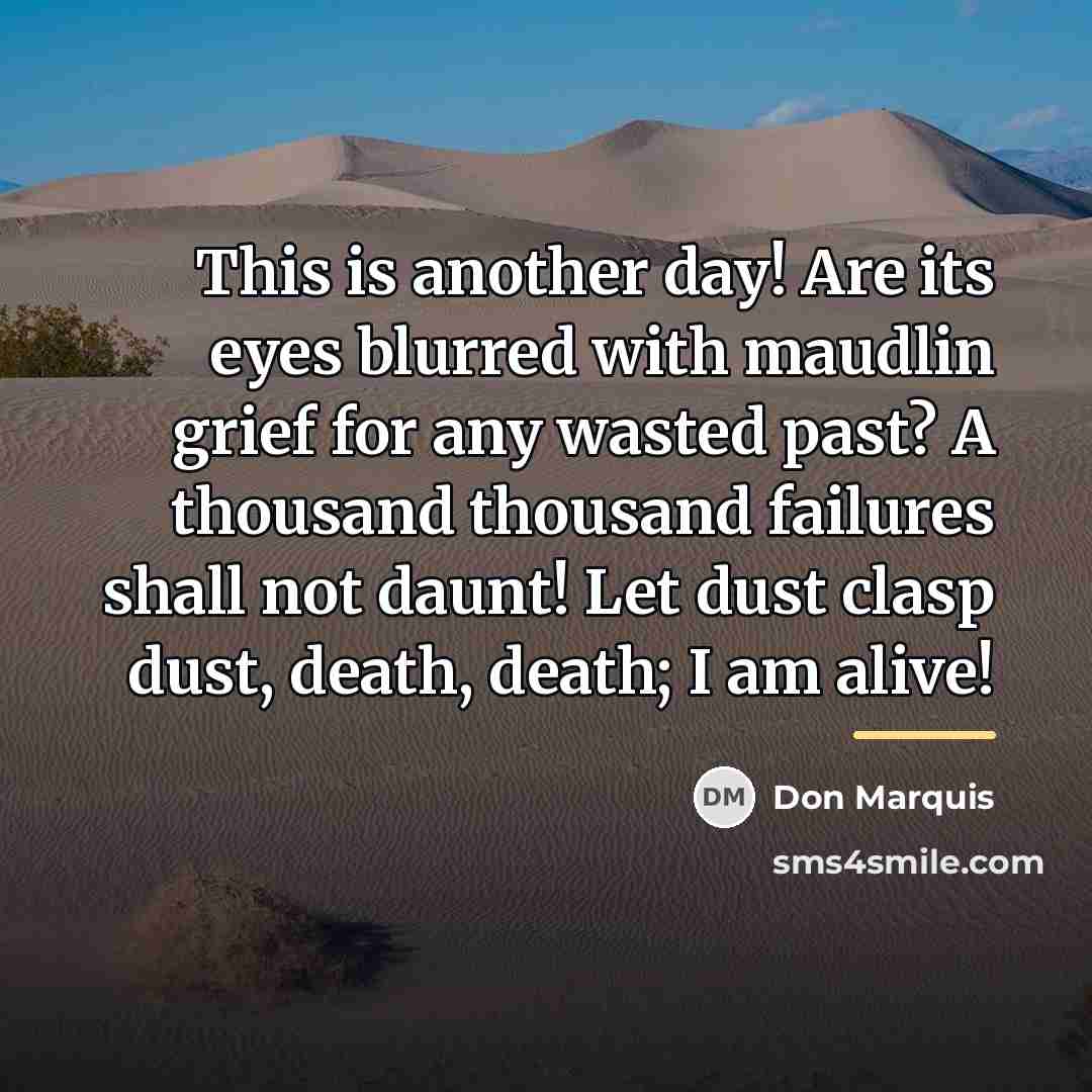“This is another day! Are its eyes blurred with maudlin…” quote by Don Marquis