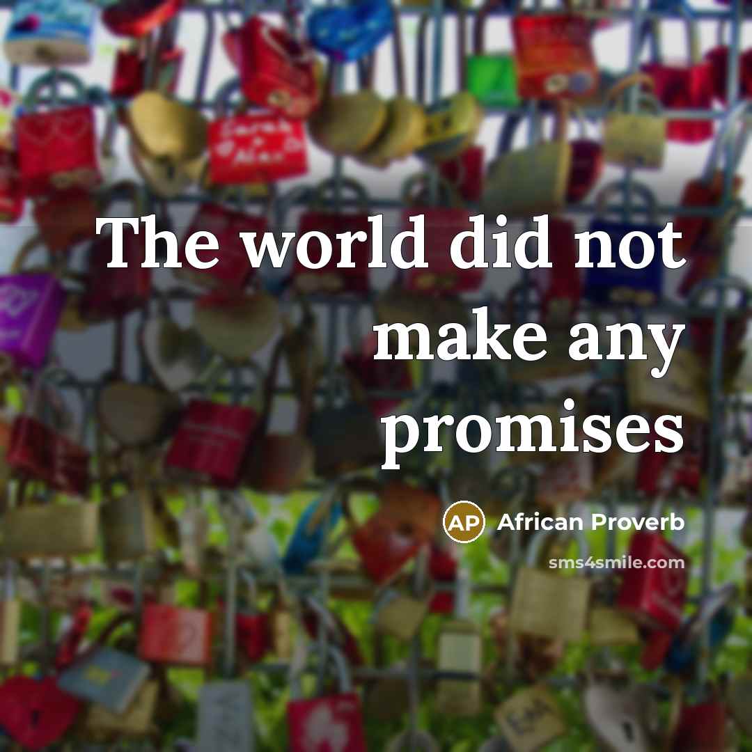 “The world did not make any promises…” quote by African Proverb