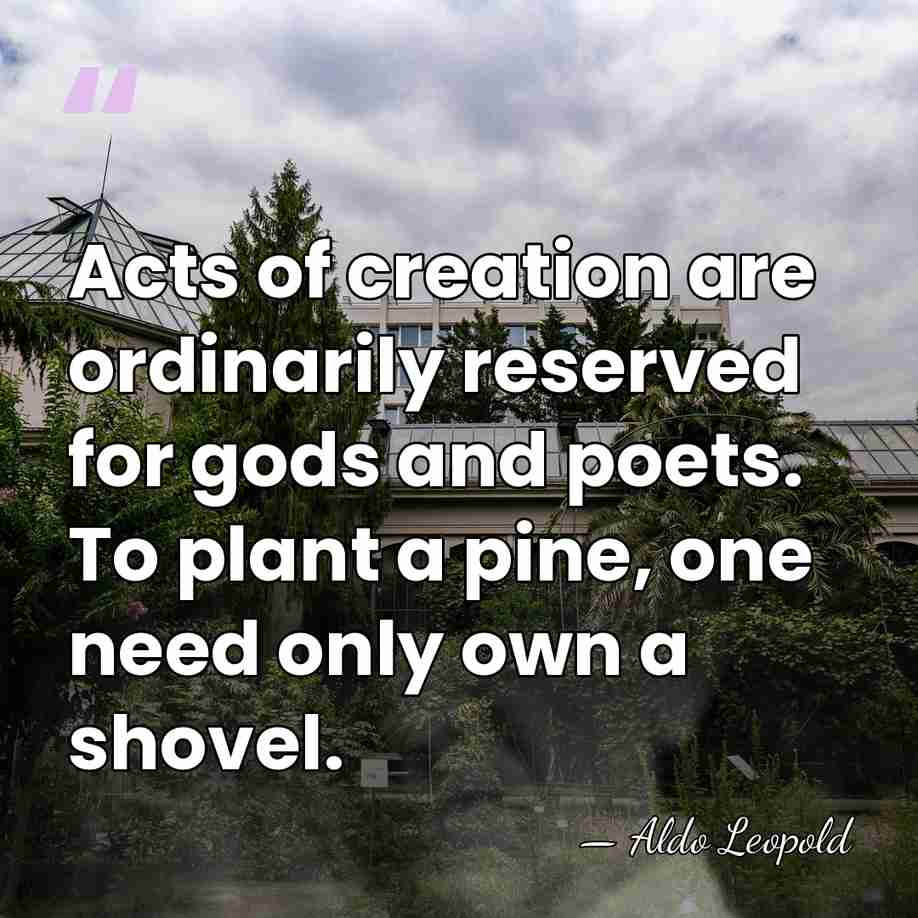 Acts of creation are ordinarily reserved for gods and poets. To plant&hellip; - Aldo Leopold
