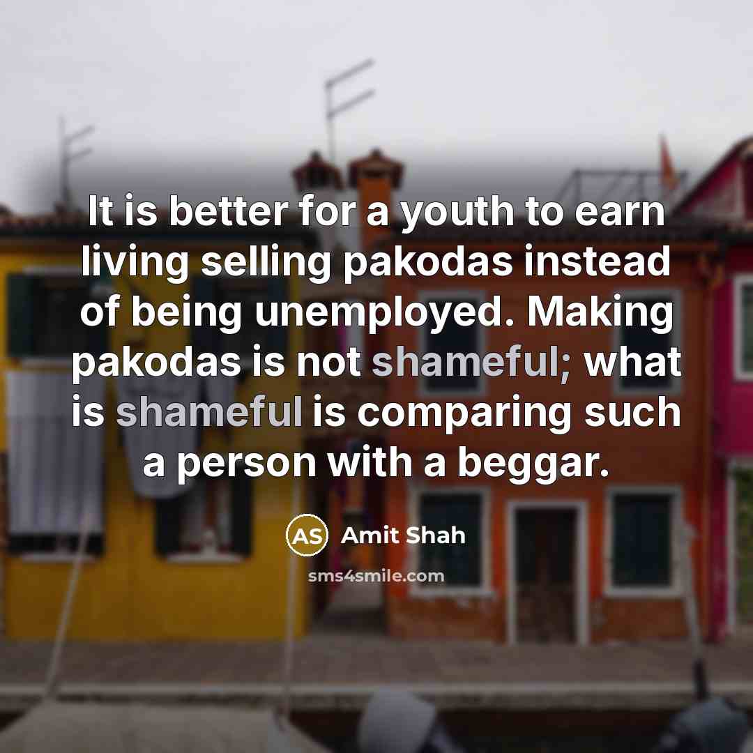“It is better for a youth to earn living selling…” quote by Amit Shah