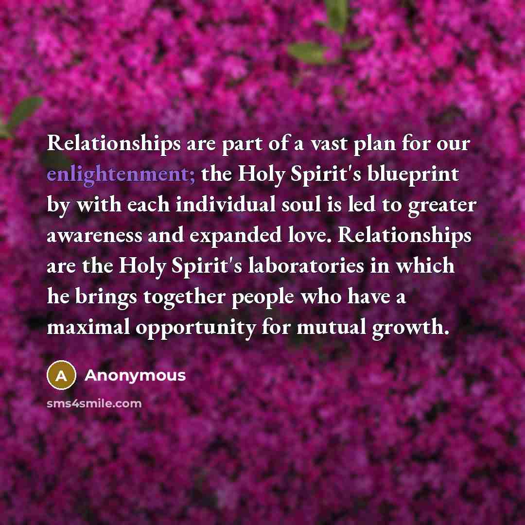 “Relationships are part of a vast plan for our enlightenment;…” quote by Anonymous