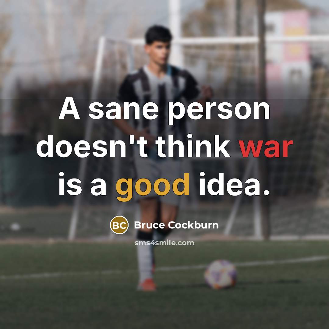 “A sane person doesn't think war is a good idea.…” quote by Bruce Cockburn
