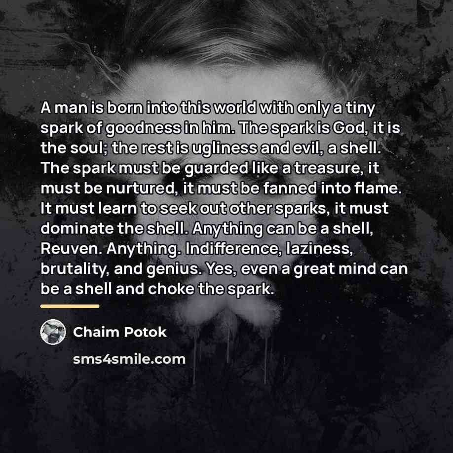 “A man is born into this world with only a…” quote by Chaim Potok