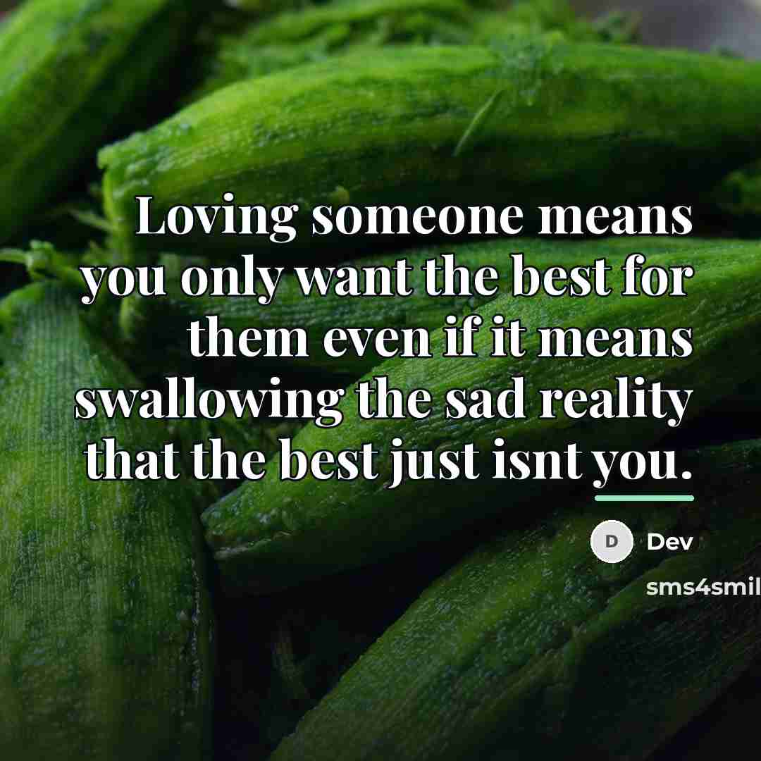 “Loving someone means you only want the best for them…” quote by Dev