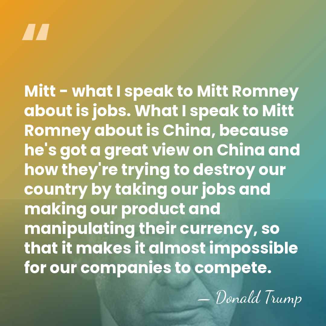 Mitt - what I speak to Mitt Romney about is jobs. What&hellip; - Donald Trump