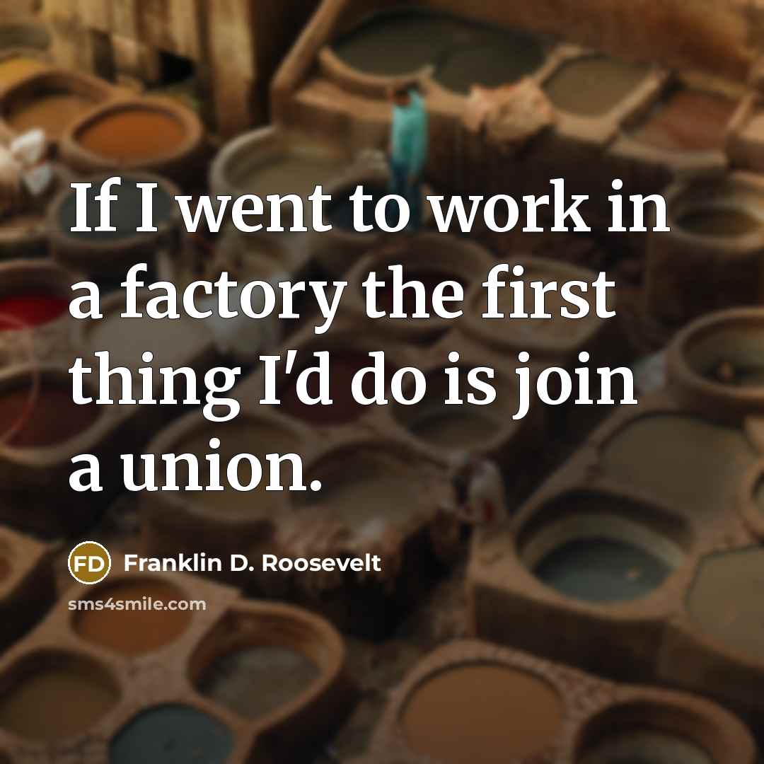 “If I went to work in a factory the first…” quote by Franklin D. Roosevelt