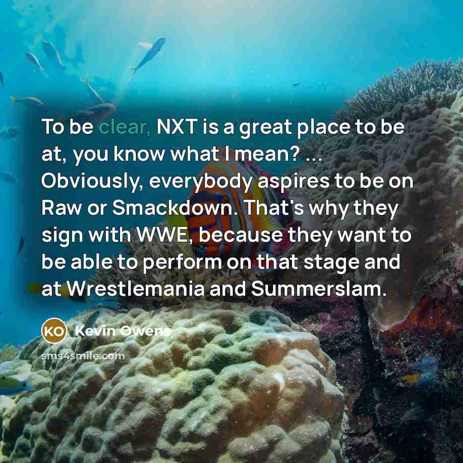 “To be clear, NXT is a great place to be…” quote by Kevin Owens