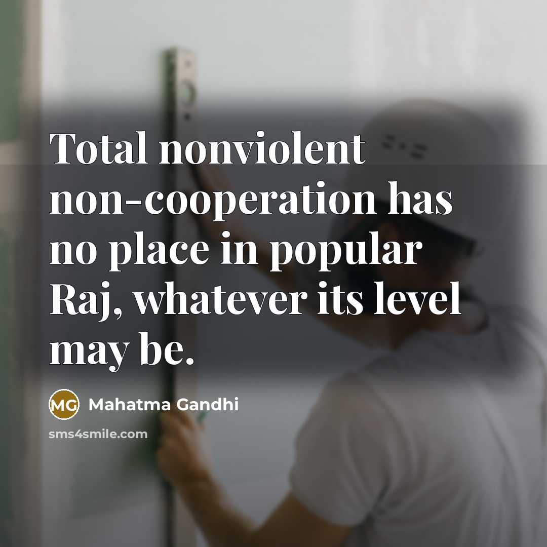 “Total nonviolent non-cooperation has no place in popular Raj, whatever…” quote by Mahatma Gandhi
