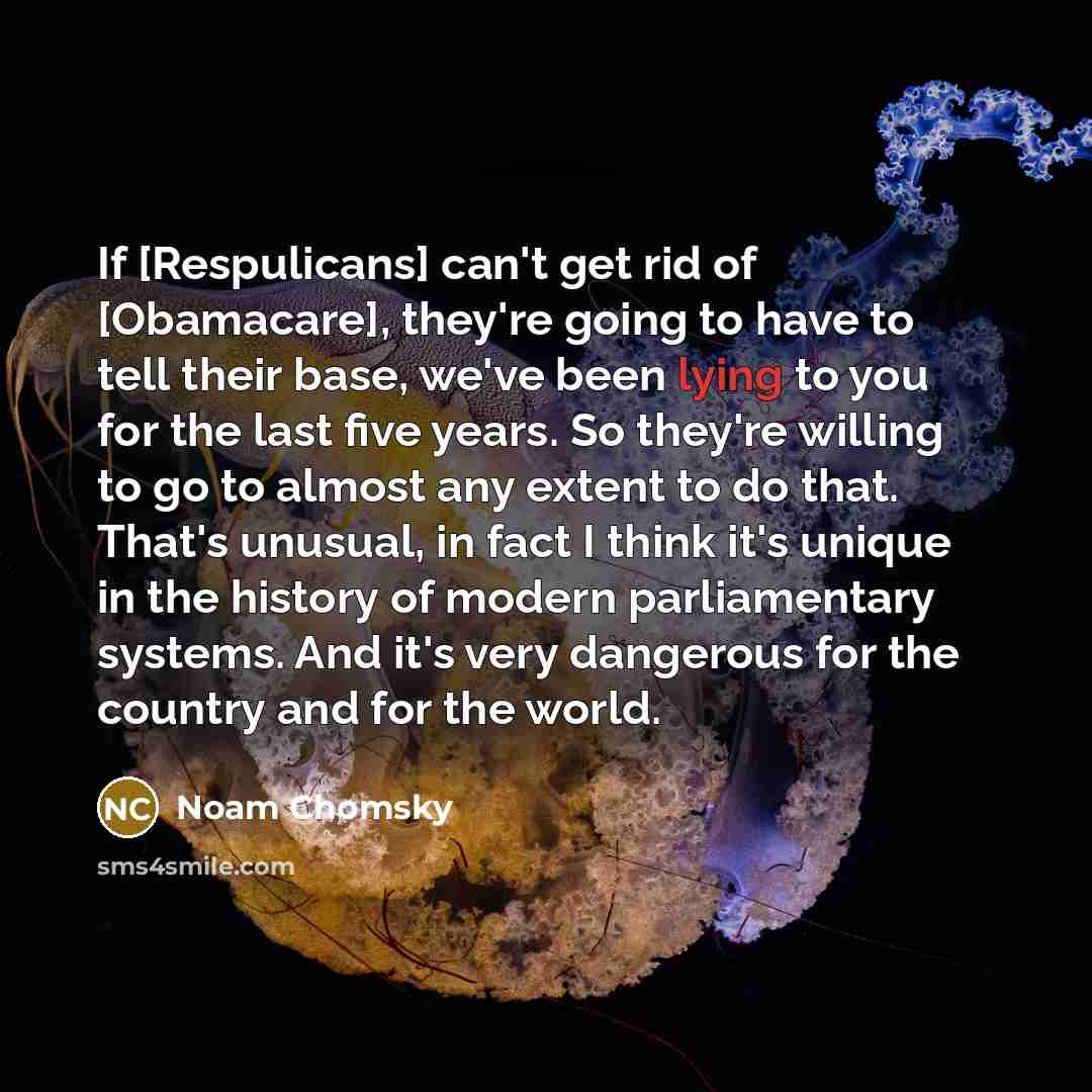 “If [Respulicans] can't get rid of [Obamacare], they're going to…” quote by Noam Chomsky